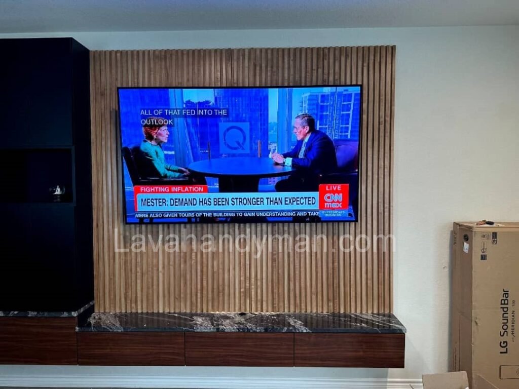 TV on a Wooden Wall