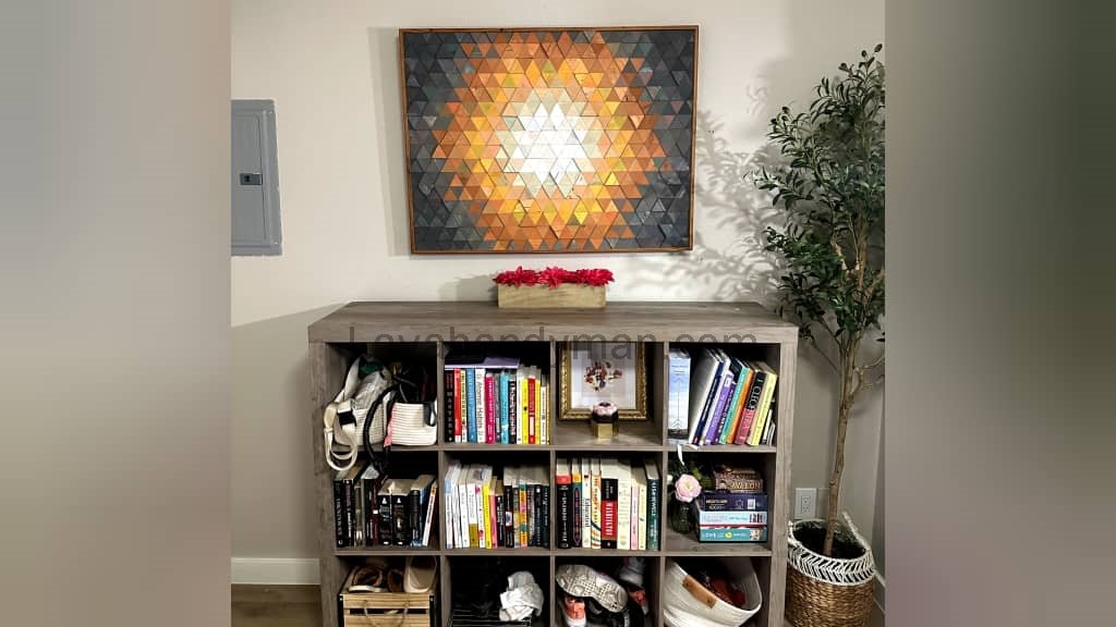 Installing Multi-Panel Wall Art Above a Bookshelf | Guide