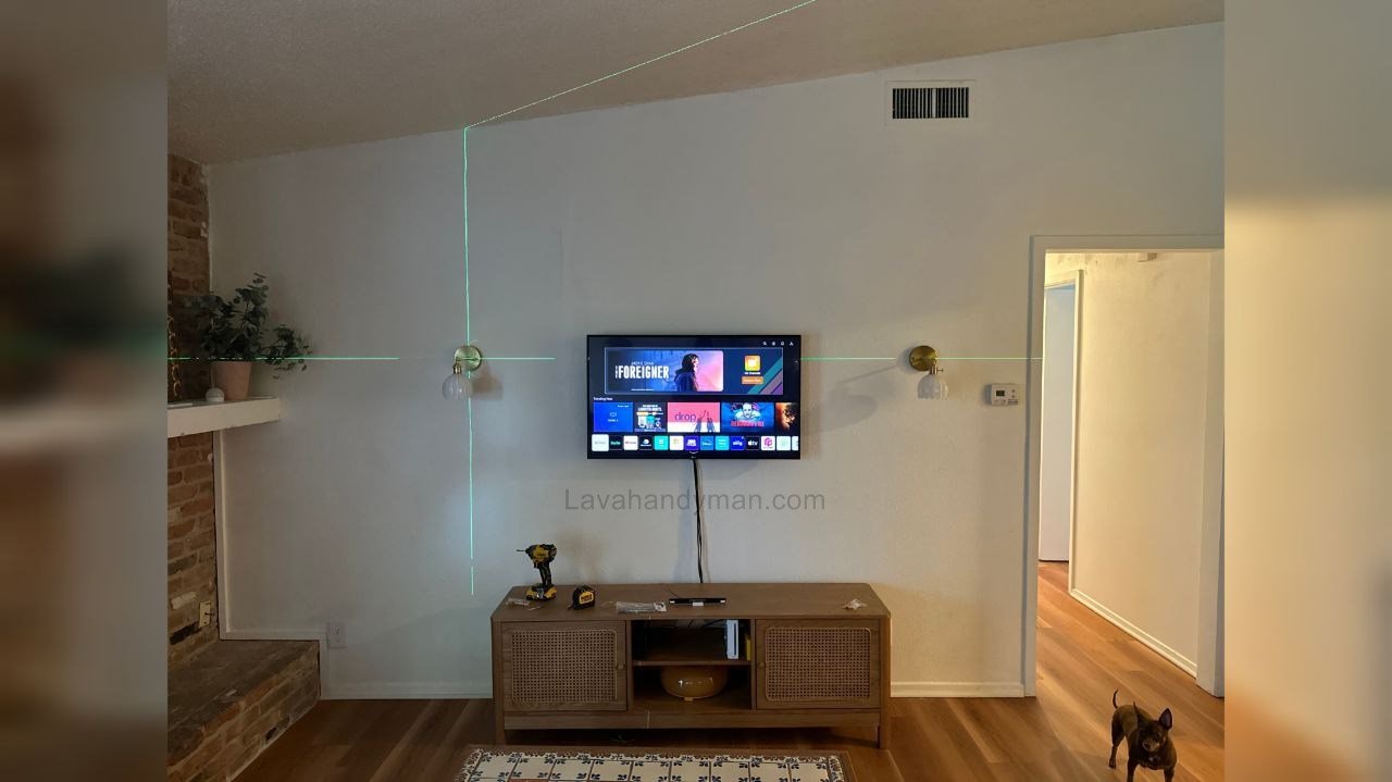 Mounting a TV on the Living Room Wall with Professional Lighting (LED, Spotlights, and Hidden Lighting)